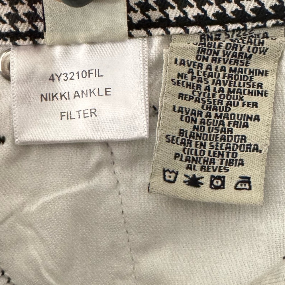 DAVID KAHN NIKKI ANKLE BLACK & WHITE HOUNDSTOOTH PANTS SIZE 28 - Picture 7 of 7